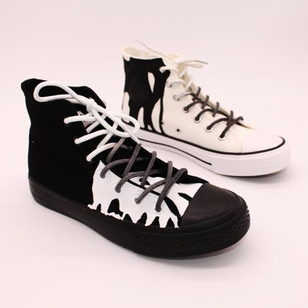 Hand drawn sneakers black high top canvas shoes flood of abstract art mens and womens tennis shoes
